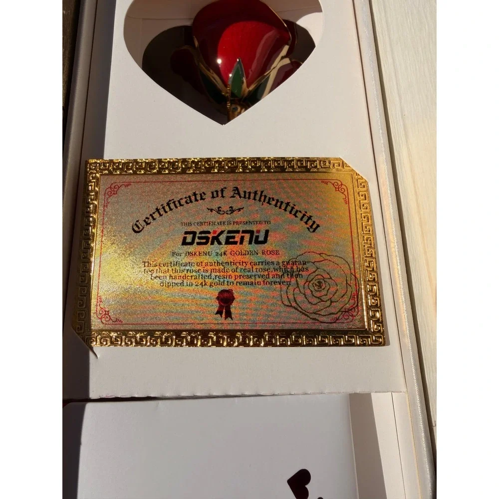 DSKENU 24K Gold Plated Resin Preserved Real Red‎ Eternal Rose Gift Box Set